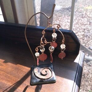 COPPER HANGER WITH COPPER ORNAMENT HANDMADE VERY PRETTY SEE PICS.